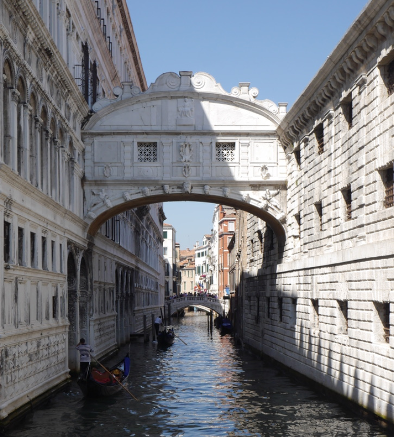 The bridge of sighs. It’s name comes from the suggestion that convicts would sit and sigh as they got there last view of Venice before being imprisoned. We got to see that view when we returned.