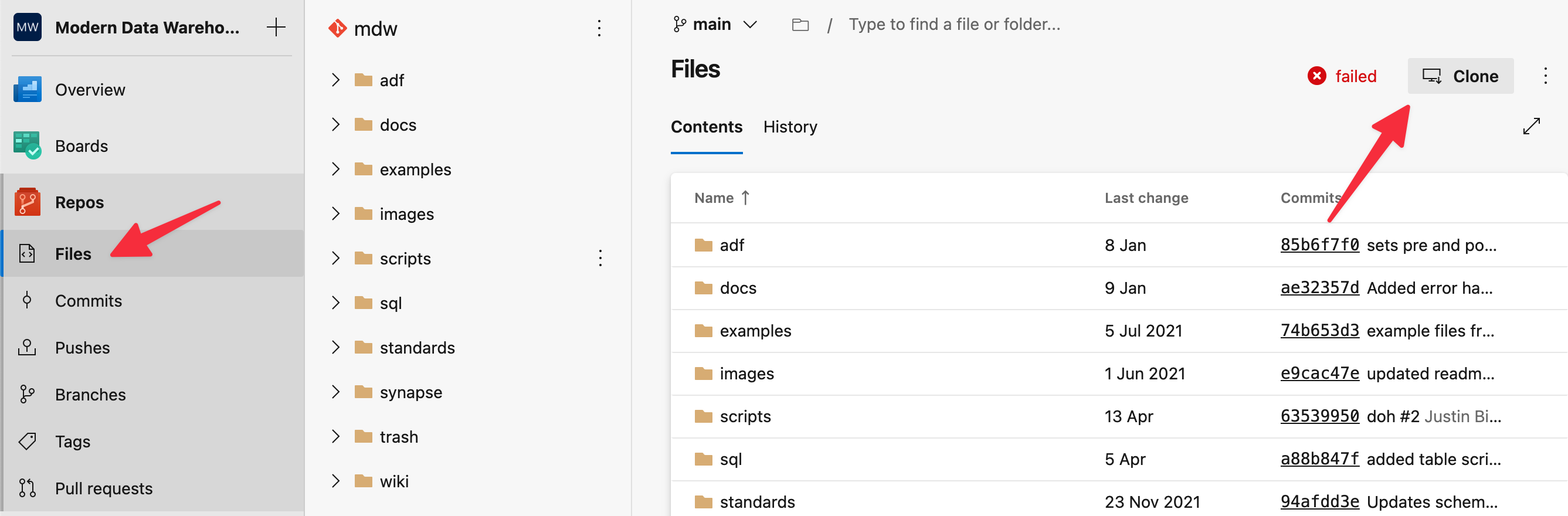 open Azure DevOps project, then repos section and press the clone button