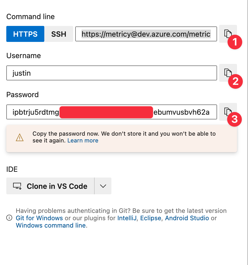 devops has generated a username and password along with a URL