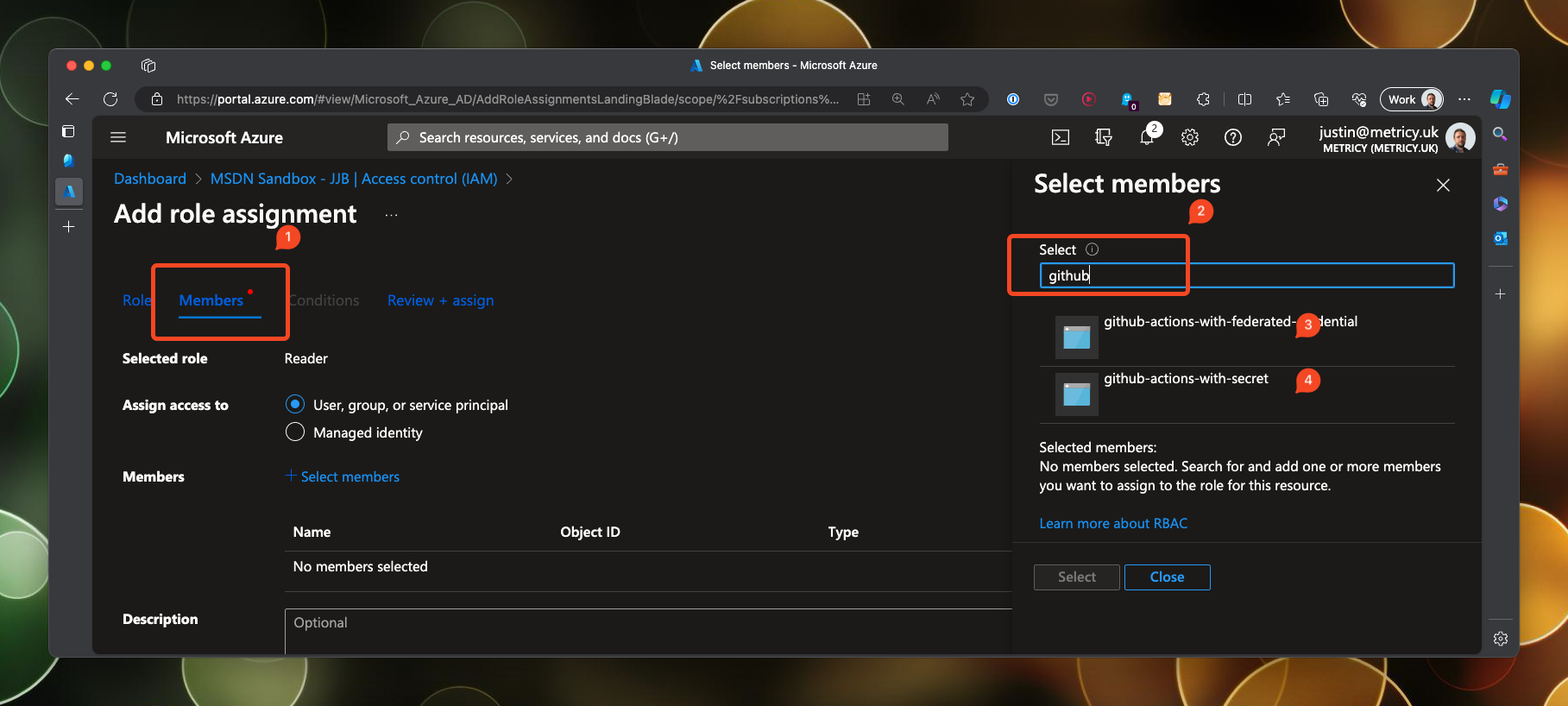 Adding the service principals to the role assignment in Microsoft Entra Administrator