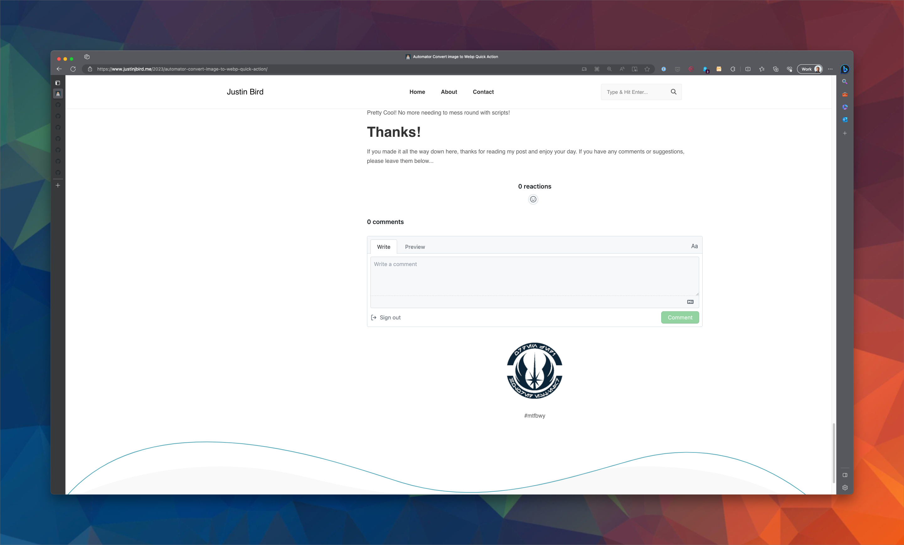 screenshot shows the footer of the post in question where the comments are empty