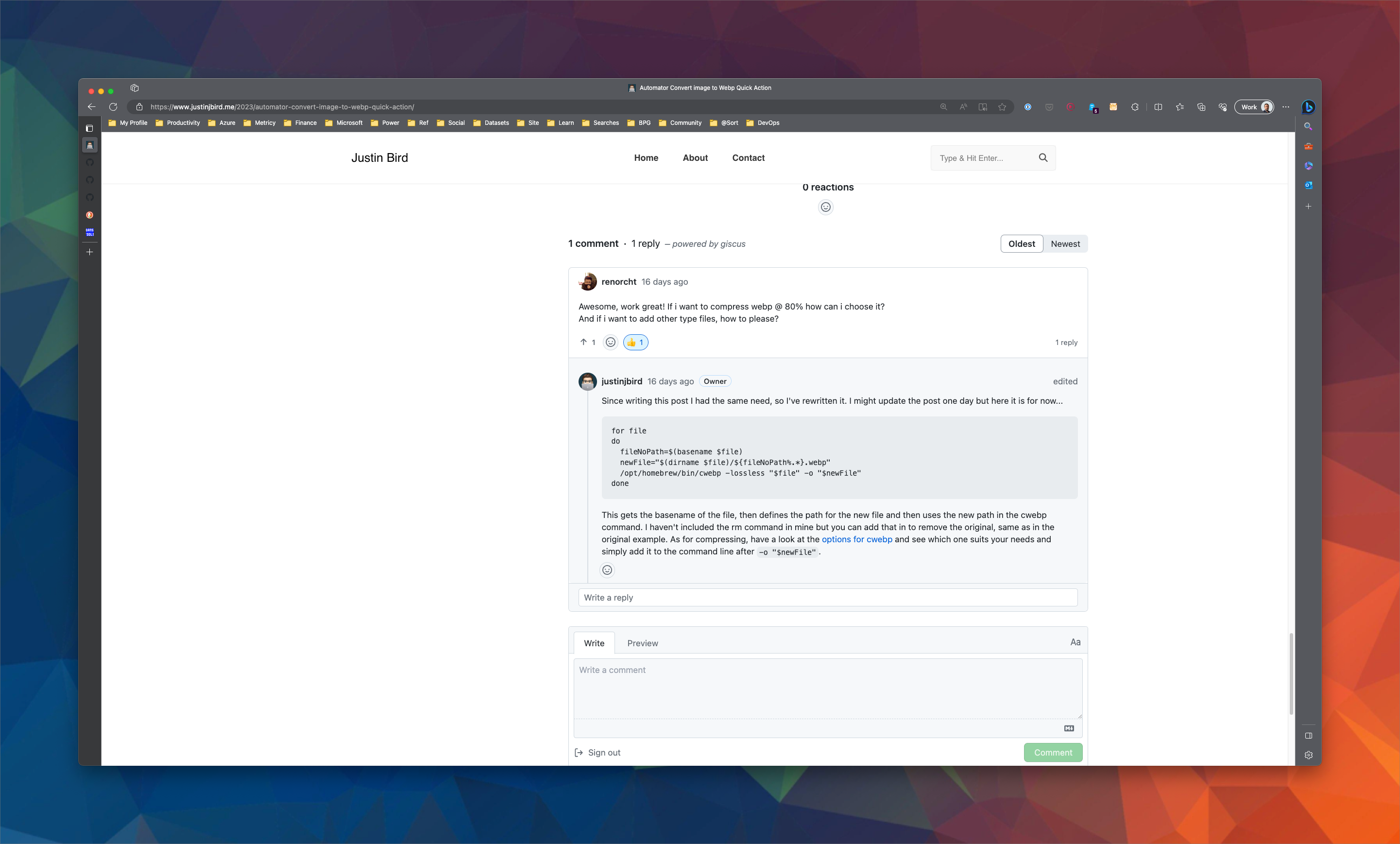 screenshot shows the footer of the post in question with the restored comments!