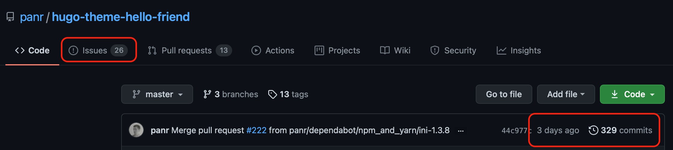 image shows the latest activities and the issues section