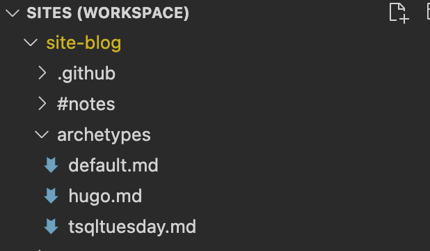 image showing three archetypes - default, hugo and tsqltuesday