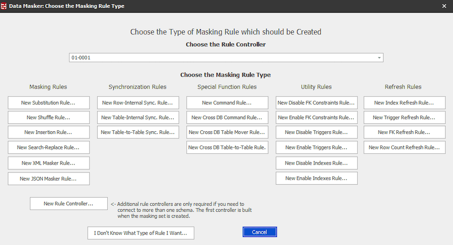 a screenshot of the data masker rule creation screen
