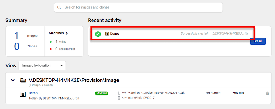 the console shows the completed image
