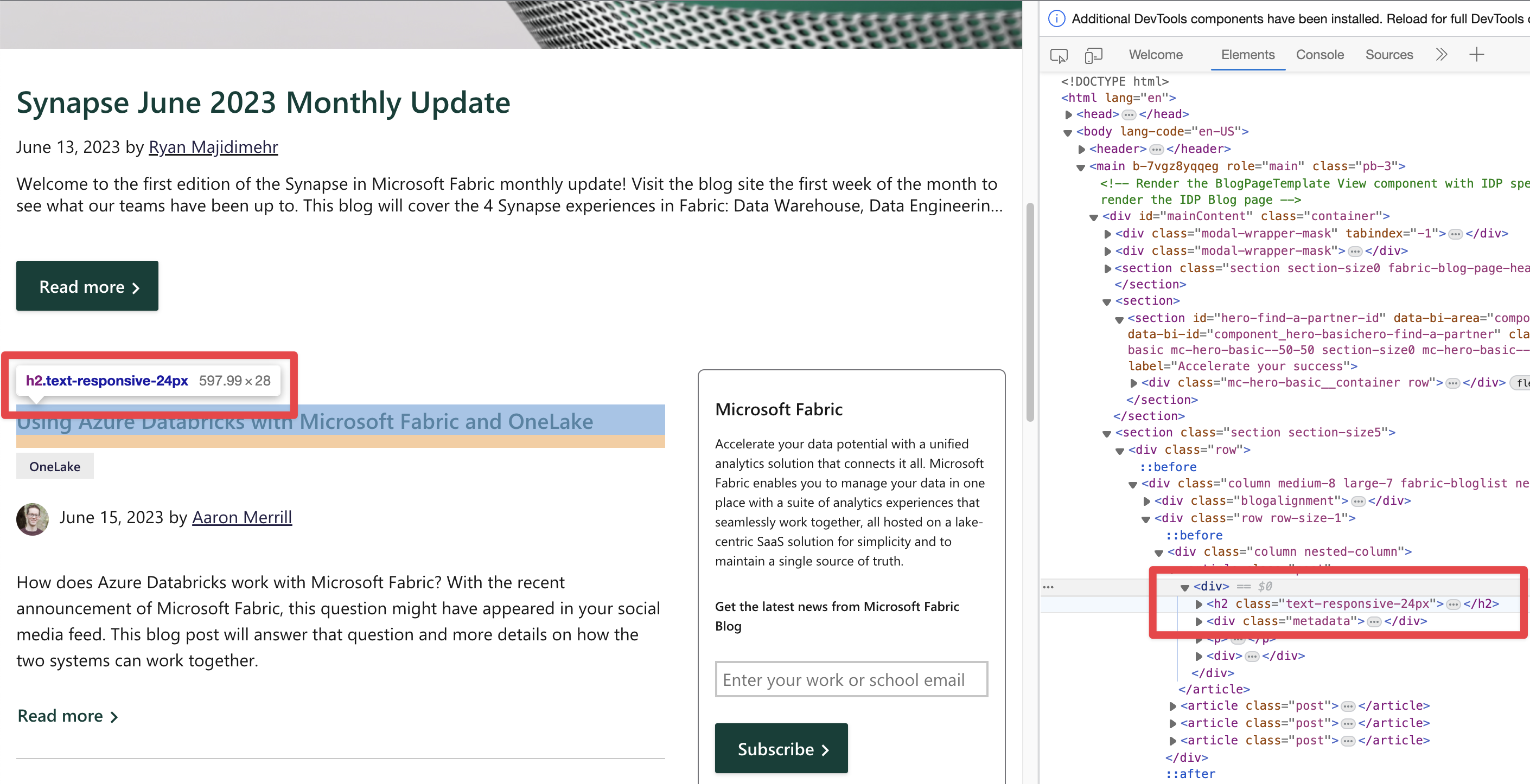Image shows inspecting the header