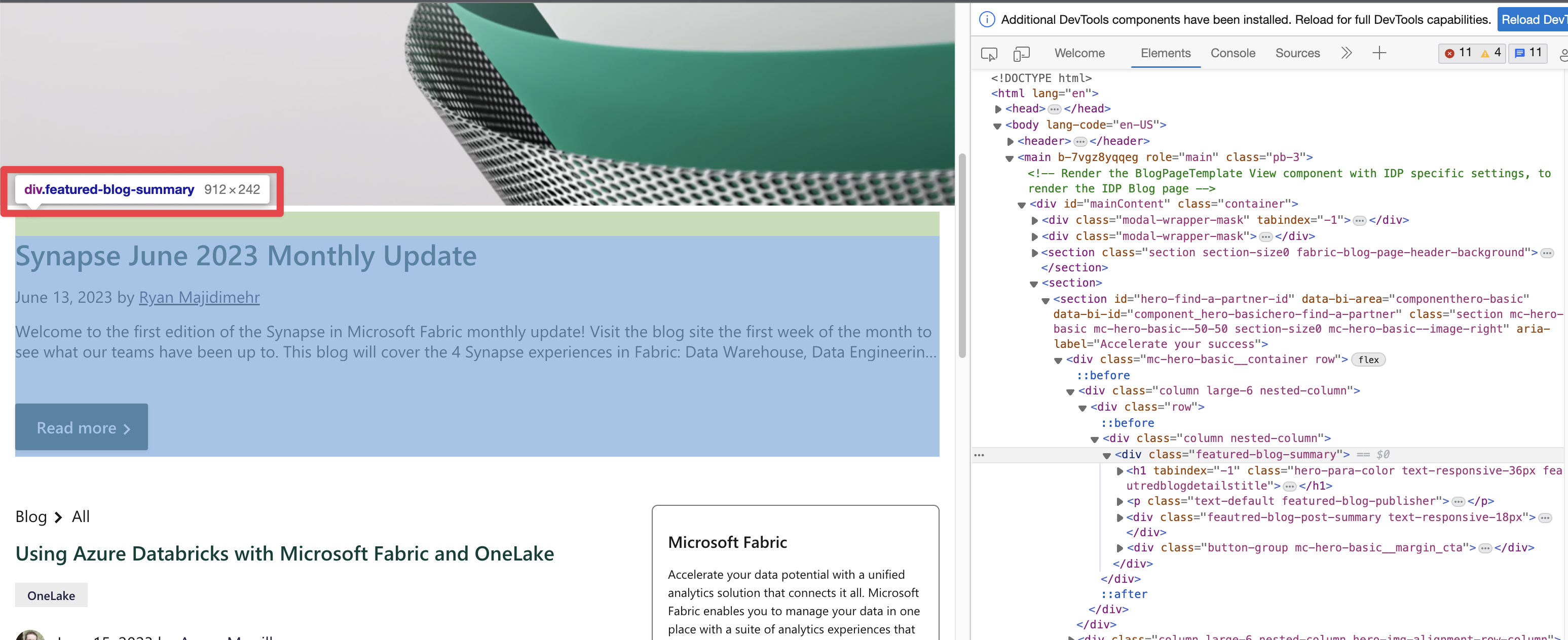 Image shows inspecting the headline post