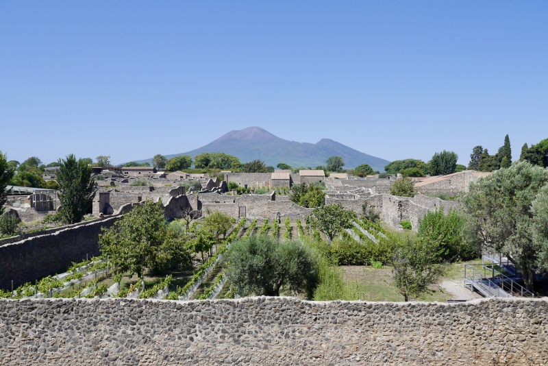 Pompeii with Mount Vesuvius in the background