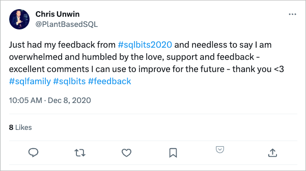 Image is of a tweet by plantbasedsql click on the image to see the original tweet